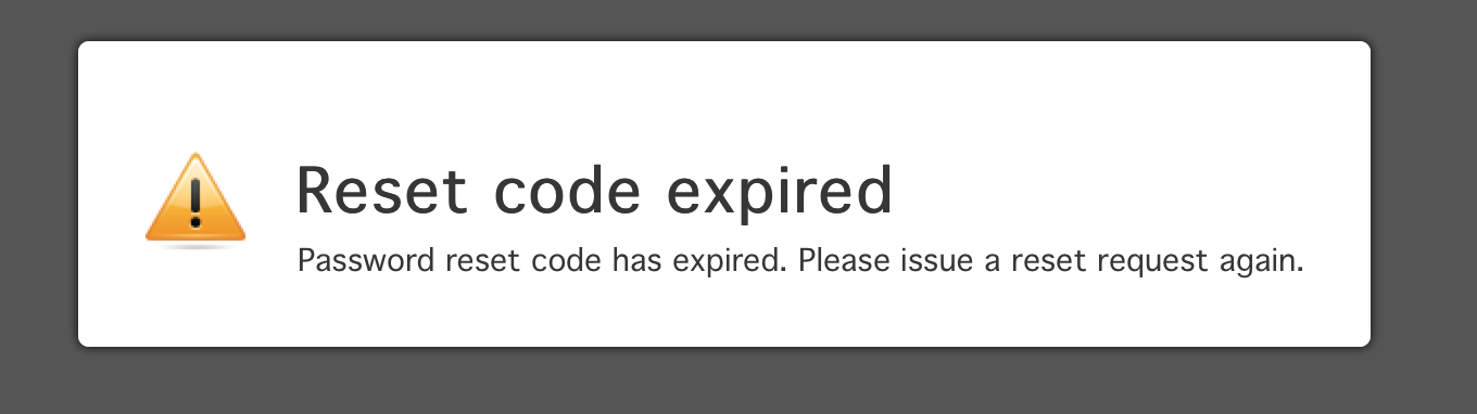 Reset Account Password Reset Code Expired